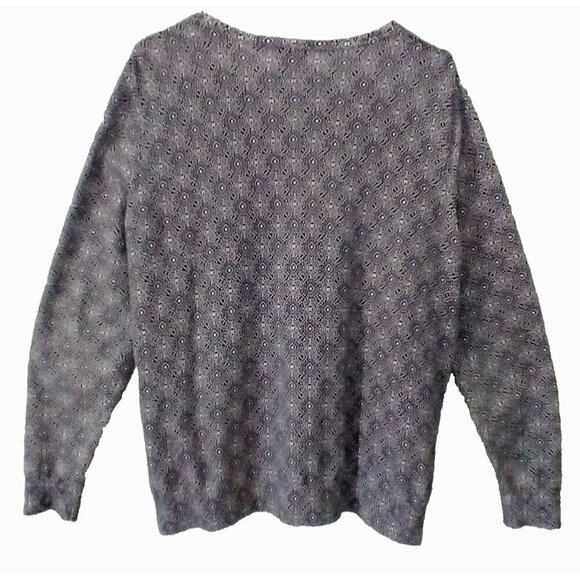 L.L. Bean Supima Cotton Cardigan Button Up Sweater Women's Blue Print  - XL - Picture 5 of 7